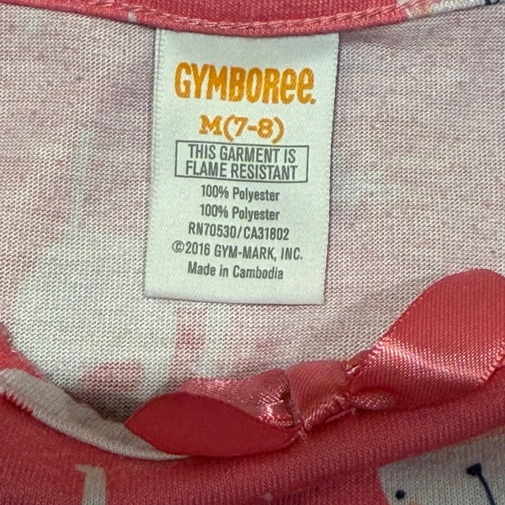 Gymboree Girls Pink Midi Length Nightgown White All Over Bear Print Size 7/8 GUC